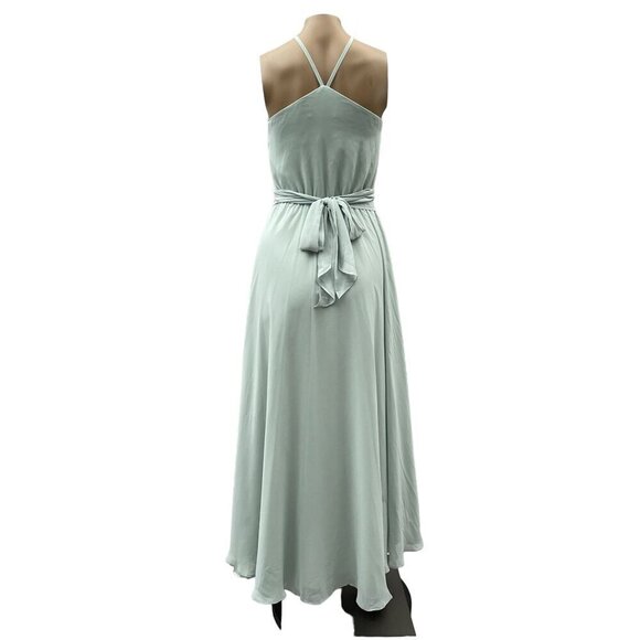 Joanna August Light Mint Green Halter Maxi Gown Dress Waist Tie Chiffon Size S - Picture 4 of 10